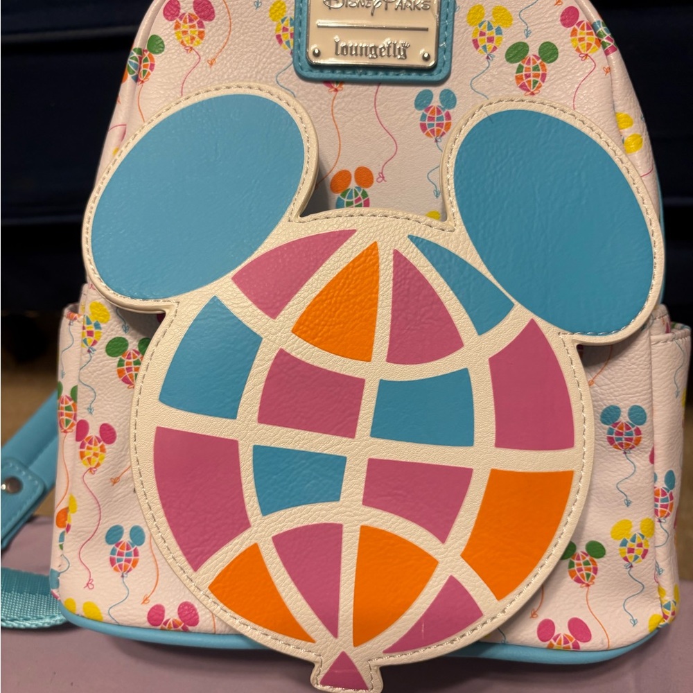 Disney Parks Loungefly Mini Backpack Mickey Mouse Multicolor Balloons Vault 50th